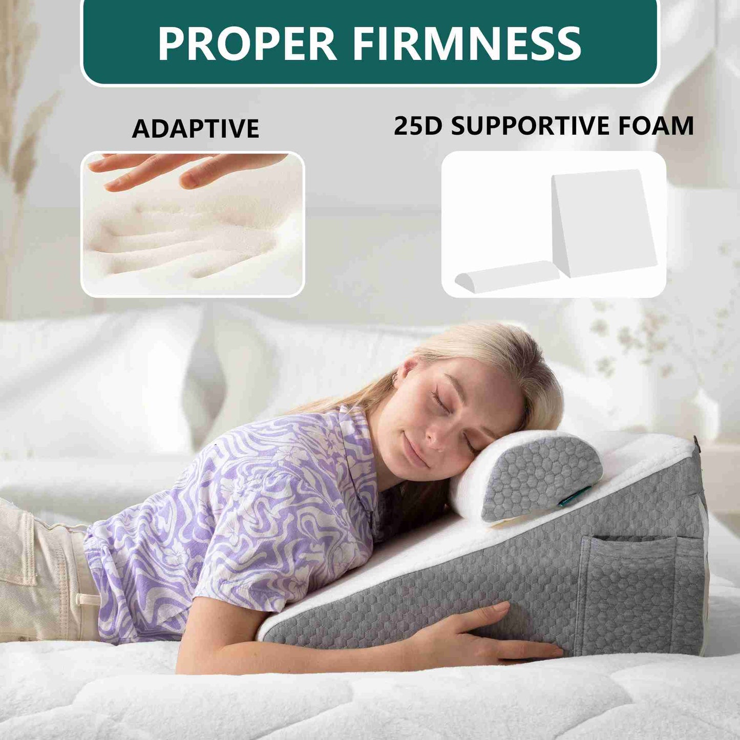 Adjustable Wedge Pillow for Acid Reflux, Snoring, Back Pain & Pregnancy Support