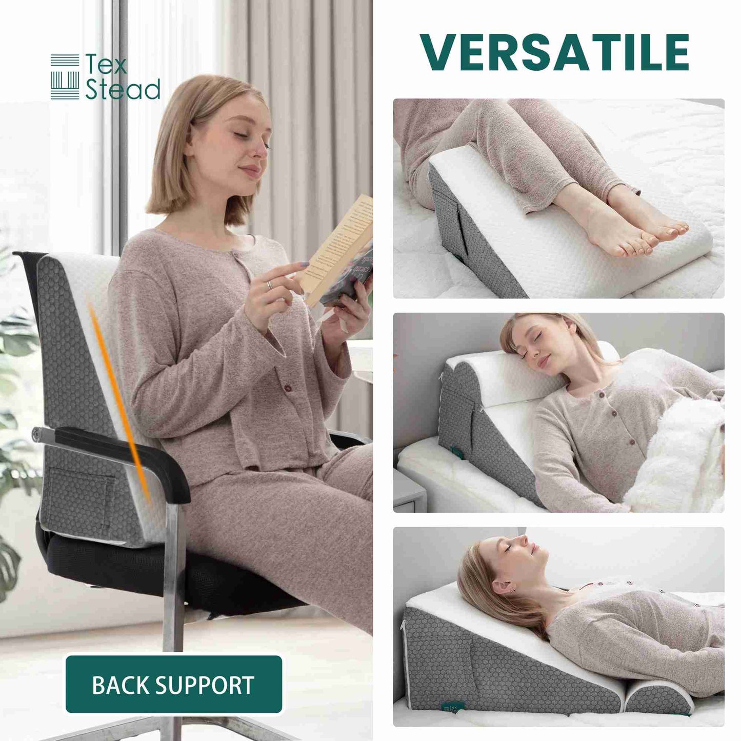 Adjustable Wedge Pillow for Acid Reflux, Snoring, Back Pain & Pregnancy Support