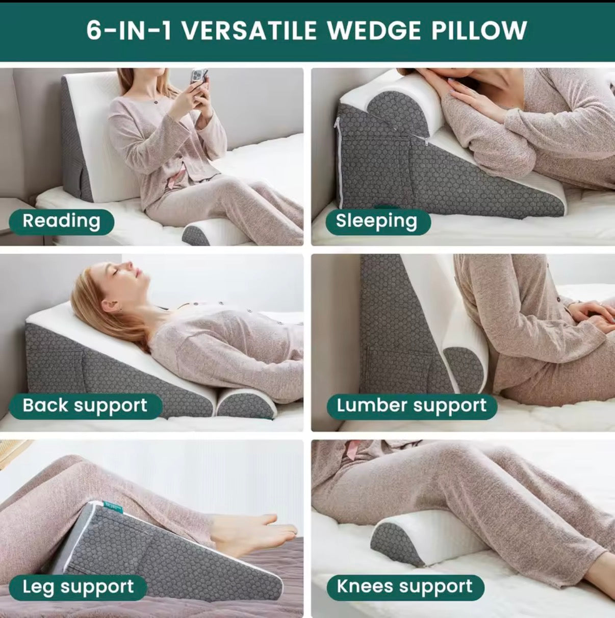 Adjustable Wedge Pillow for Acid Reflux, Snoring, Back Pain & Pregnancy Support